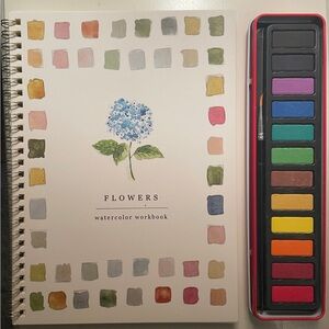 Flower Watercolor Workbook with Paint Set